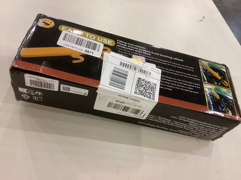 Condition photo showing As Is for Tevlaphee Steering Wheel Lock Anti-Theft Car Device Heavy Duty Security Car Lock Antitheft Locking Devices Great Deterrent Adjustable Car Wheel Lock Anti Theft for Vehicle Truck with 3 Keys(Black)