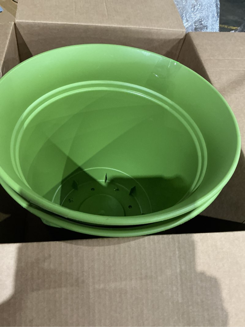 the hc companies 16 inch eclipse round planter pots with drainage holes & attached saucer, lightweig