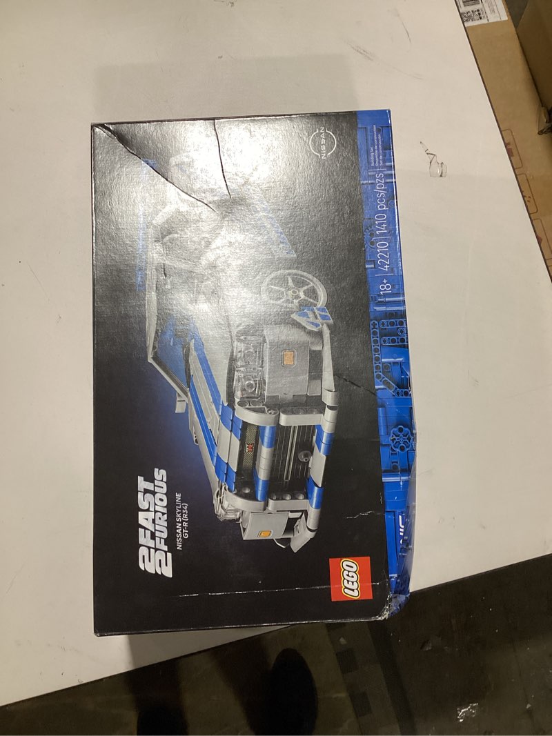 Condition photo showing Good Condition for LEGO Technic 2 Fast 2 Furious Nissan Skyline GT-R (R34) Car - DIY Kit and Building Set for Adults - Collectible Model Street Racer with Drift Function - Gift for Car Enthusiasts and Movie Fans - 42210