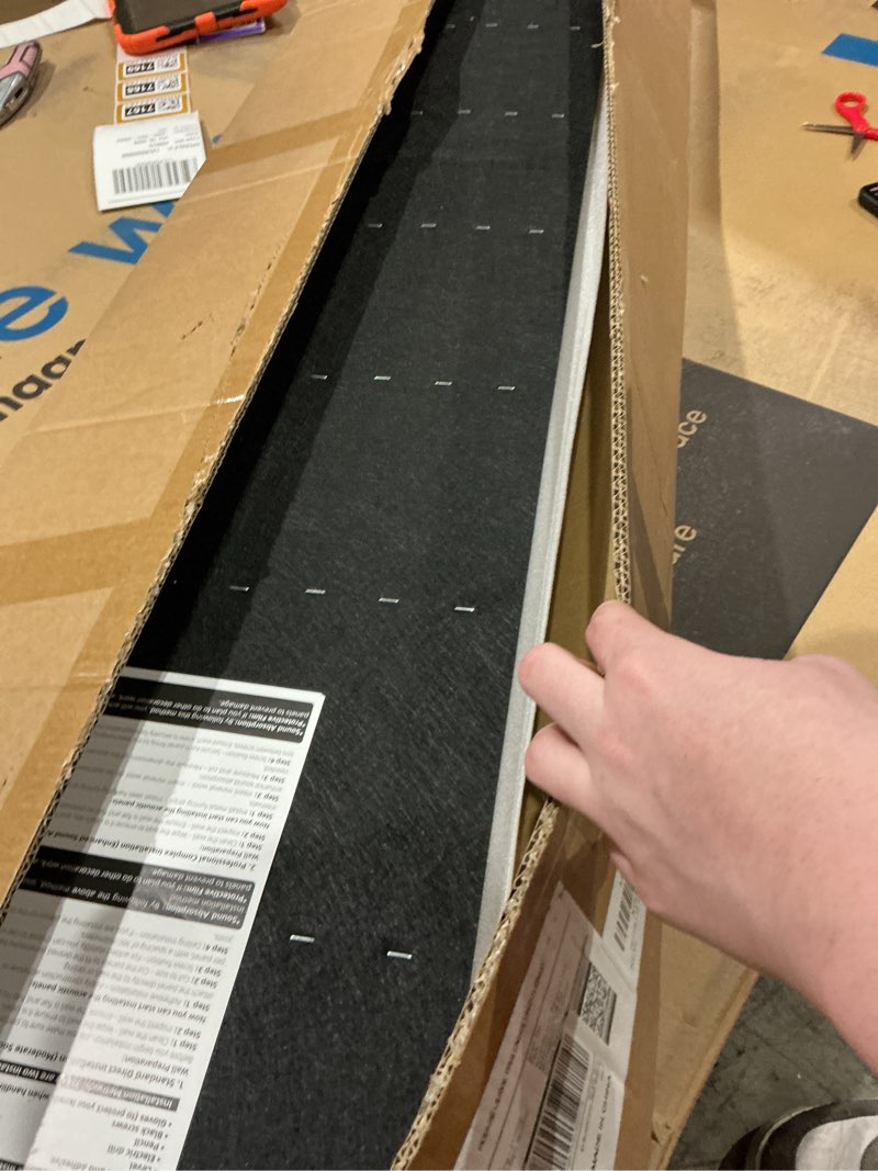 Condition photo showing As Is for 4 pack wood panels for wall, 106.3" × 11" wood slat acoustic panels for wall, soundproof panels, 3d fluted panels for interior wall decor (dark walnut) dark walnut 106.3×11(4pcs?