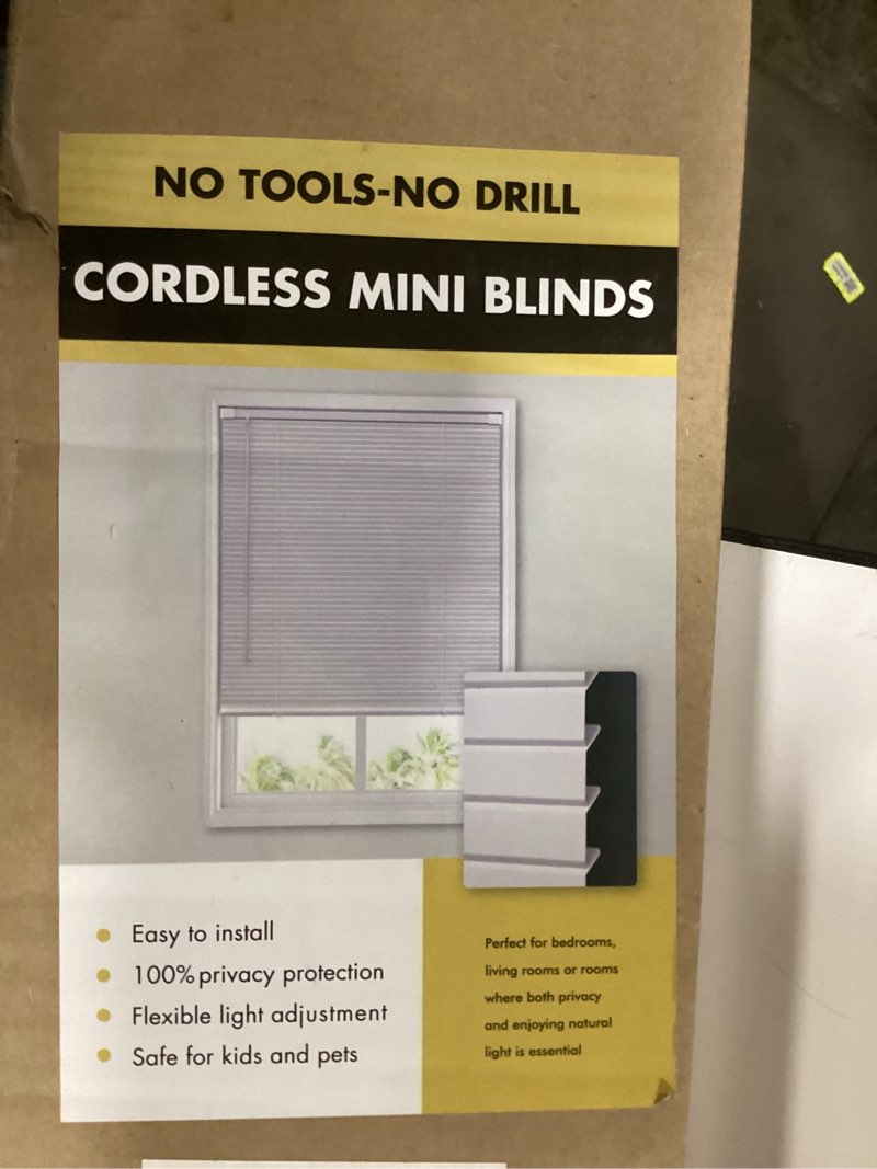 UNISHADES No Drill Blinds for Windows 1" Vinyl L-Shaped Slats Cordless Mini Blinds for Home, for Win