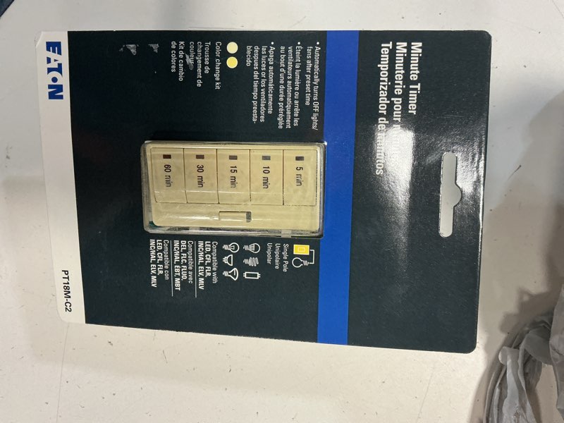 Condition photo showing As Is for eaton 15-amps 120-volt indoor programmable countdown digital lighting timer