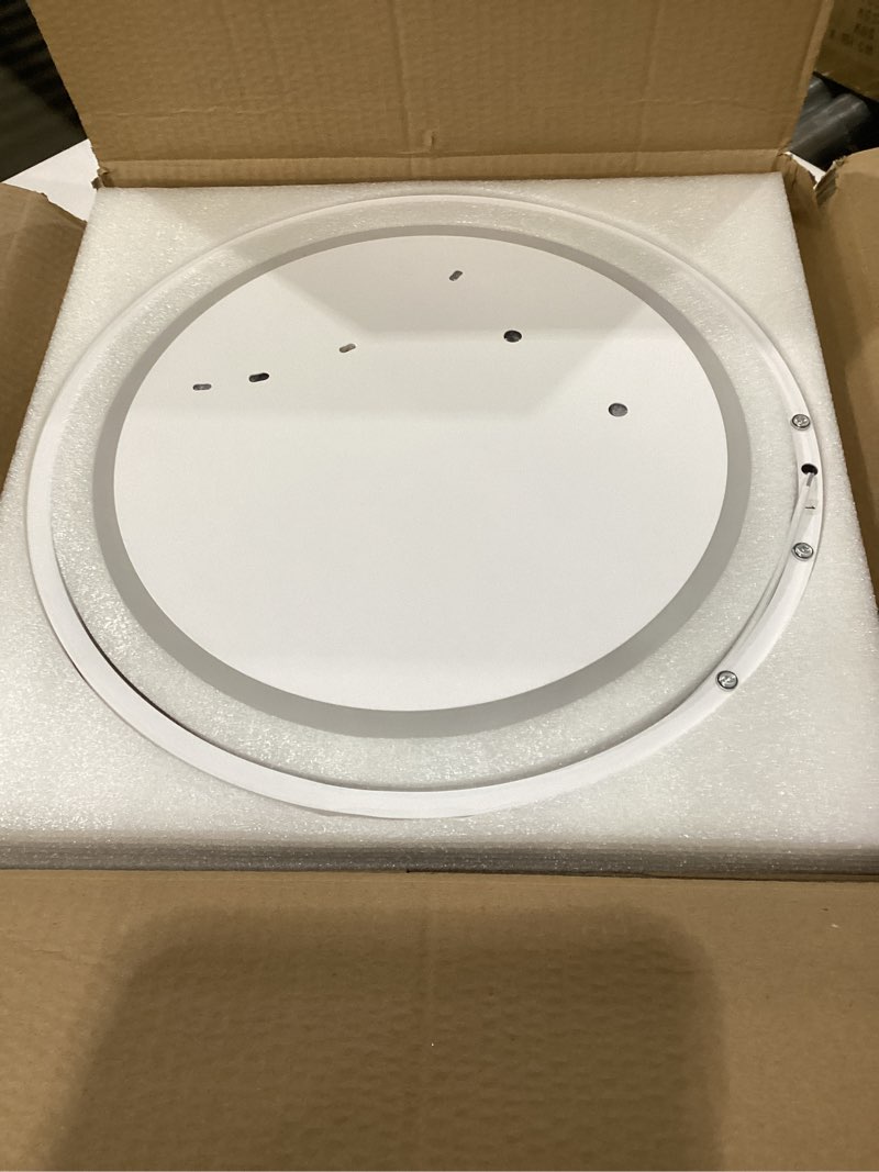 Condition photo showing New/Like New for O'NEELDY Modern 3 Ring LED Chandelier Lamp Fixture White 25.59''Dimmable Acrylic Flush Mount Ceiling Lights with Remote Control Ideal for Small Room, Kitchen, Bedroom White Ceiling Light, 3-light