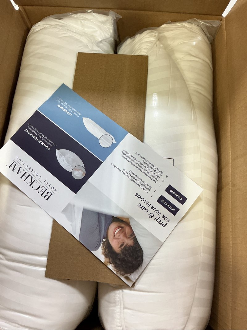 Condition photo showing New/Like New for beckham hotel collection bed pillows standard/queen size set of 2 - original soft down alternative pillow for sleeping - soft support for back, stomach or side sleepers queen / standard white