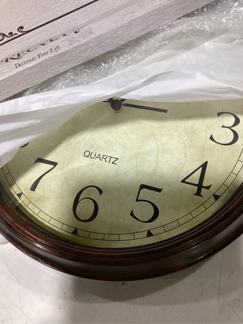 Condition photo showing Good Condition for kecyet 12 inch wall clocks battery operated silent non-ticking wall clock vintage retro rustic style decorative for living room kitchen (bronze)