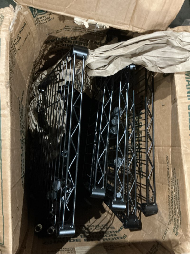 Condition photo showing As Is for storage shelves - 5 tier shelf organizer, heavy duty garage shelving unit with leveling feet, stable metal shelves organizer for pantry, kitchen and closet, 33.0" w x 12.6" d x 72.0" h, black black 33.0w×12.6d×72.0h(5t)