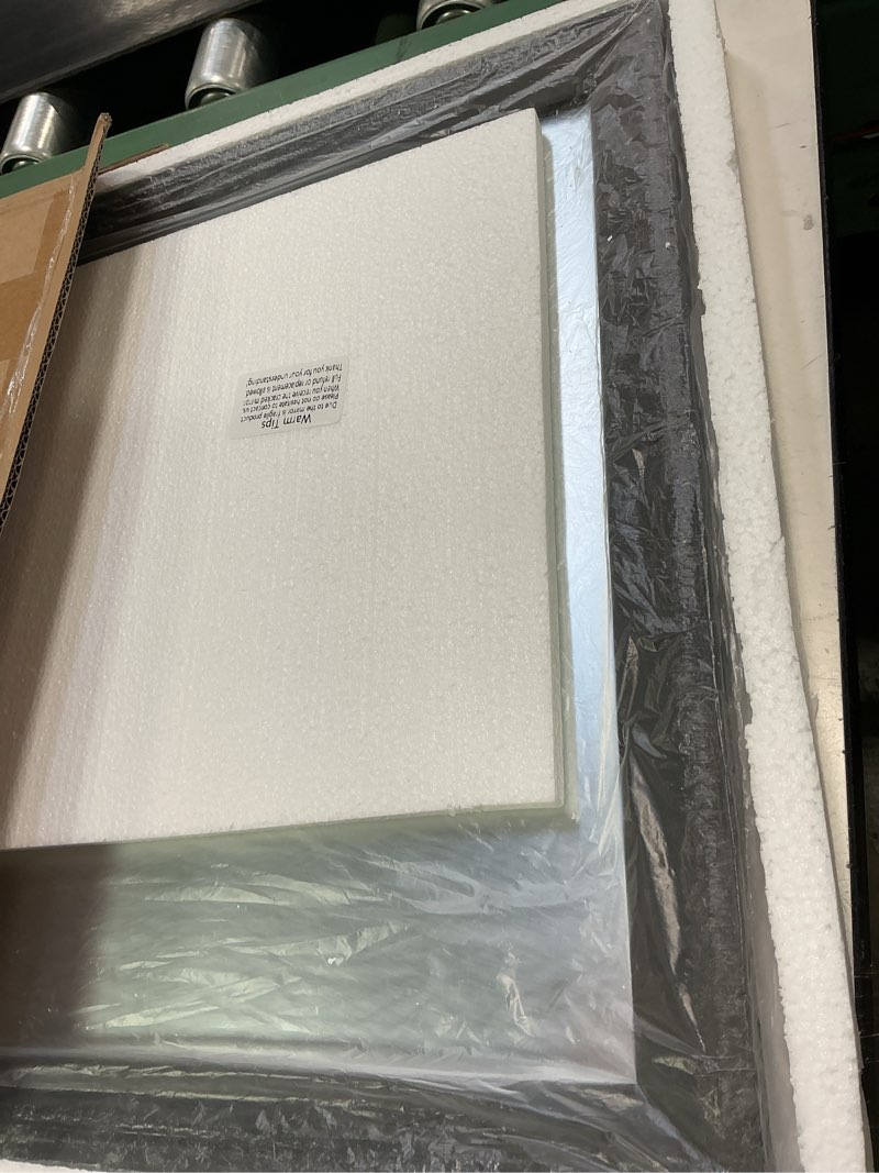 Condition photo showing New/Like New for AAZZKANG Black Mirrors for Wall Rectangle Wood Framed Large 20"x16" Decorative Wall Mirror for Bedroom Bathroom Living Room Dressing Room Entryway 20"L x 16"W Black