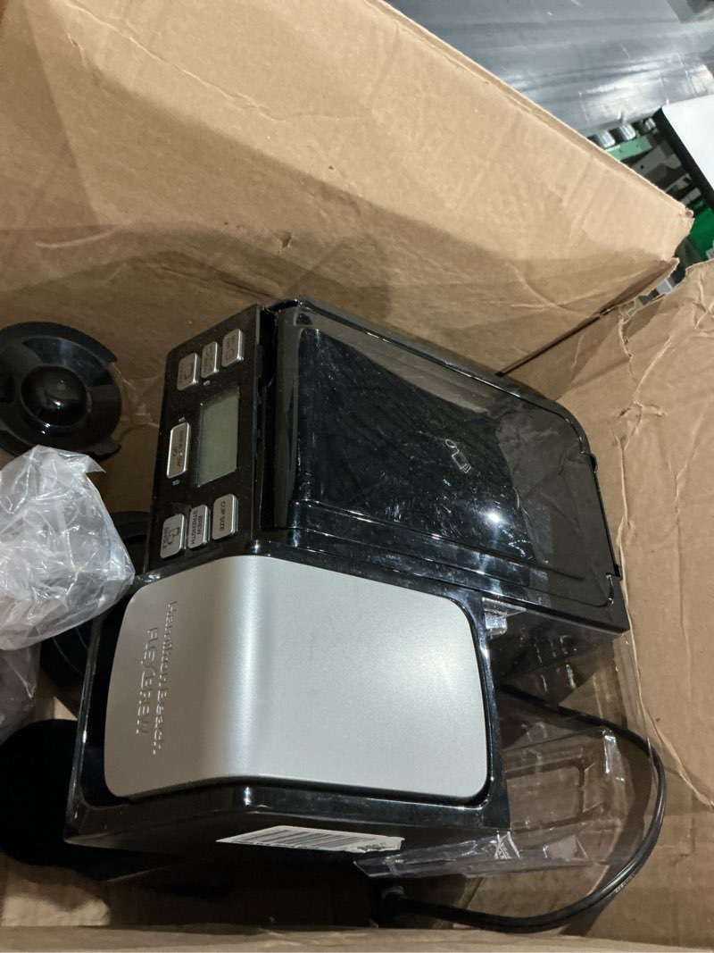 Condition photo showing As Is for incomplete missing pieces some are cracked hamilton beach flexbrew trio 2-way coffee maker, compatible with k-cup pods or grounds, combo, single serve & full 12c pot, black - fast brewing (49902)