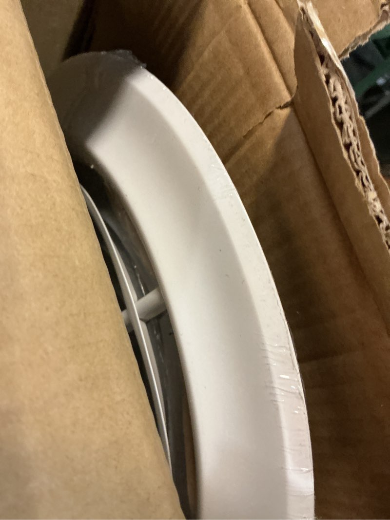 Condition photo showing Good Condition for fits 10 inch neck air duct | steel round air supply diffuser for ceiling by handua | 10" neck steel butterfly damper&handle included | round diffuser vent cover | white | outer dimension: 13-15/16" 1 10" neck