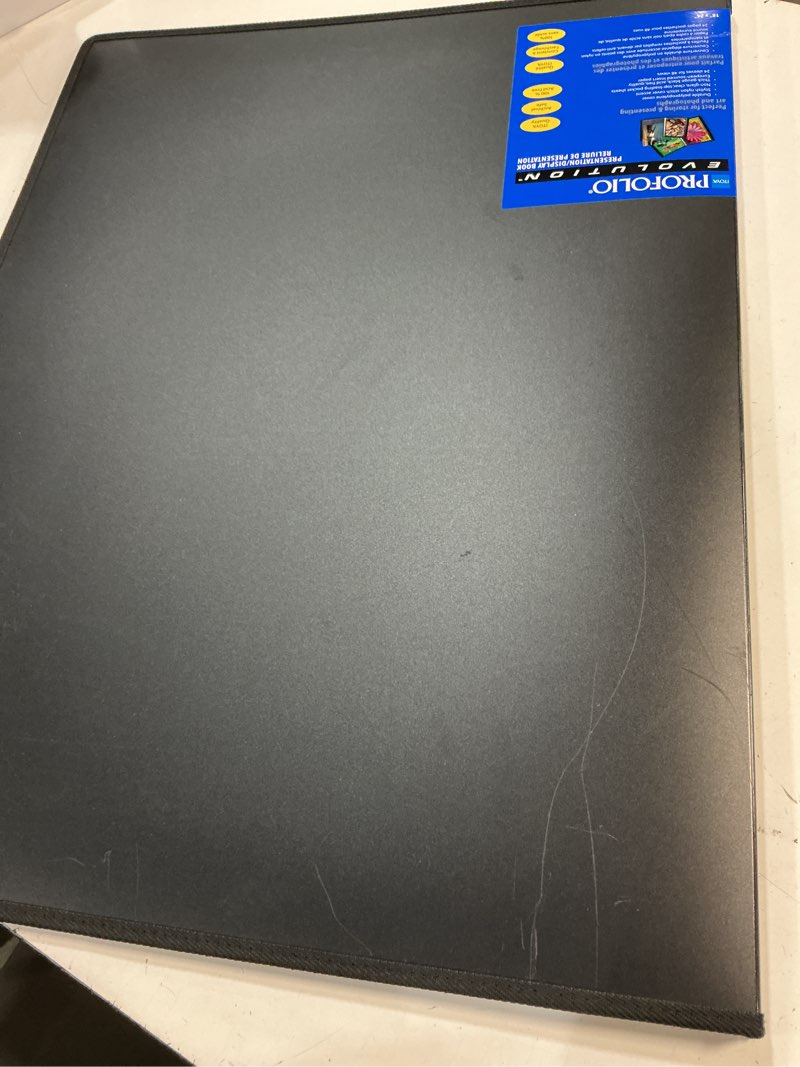 Condition photo showing As Is for sooez heavy duty binder with plastic sleeves 18"x24", portfolio folder with 30 clear sheet protectors, display 60 pages, presentation book for artwork, sheet music, document black 18"x24" - 1 pack