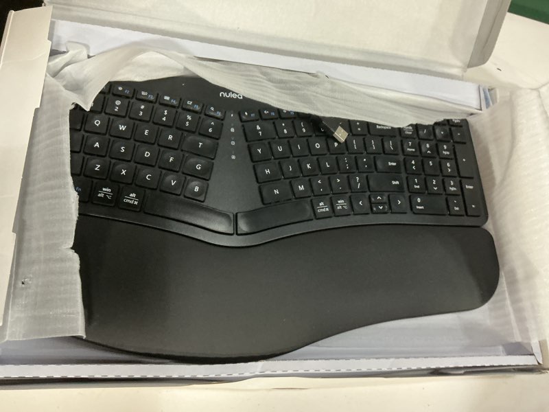 Condition photo showing Good Condition for nulea rt05c wired ergonomic keyboard, split keyboard with cushioned wrist rest, adjustable tilt legs, plug and play, usb corded, compatible with windows/mac black