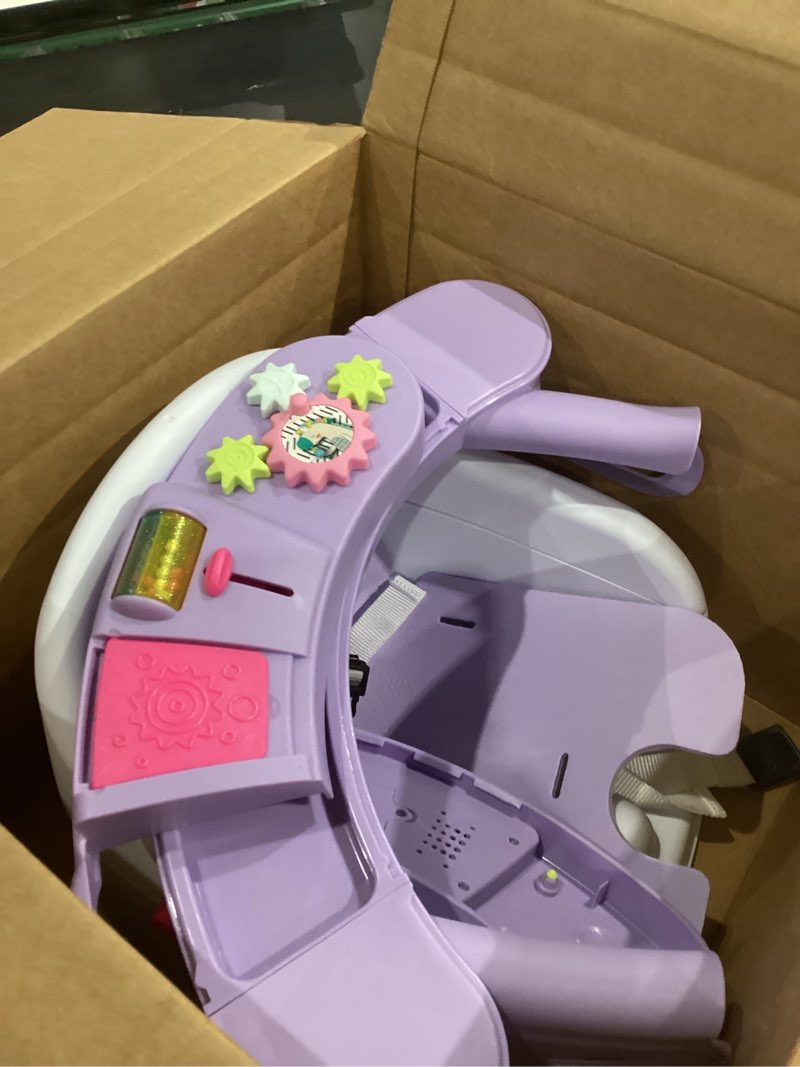 Condition photo showing Good Condition for Infantino Music & Lights 3-in-1 Discovery Seat & Booster, Toddler Booster Seat for Dining Table or Kitchen Chair, Baby Activity Center & Snack Tray, Lavender Lavender Seat