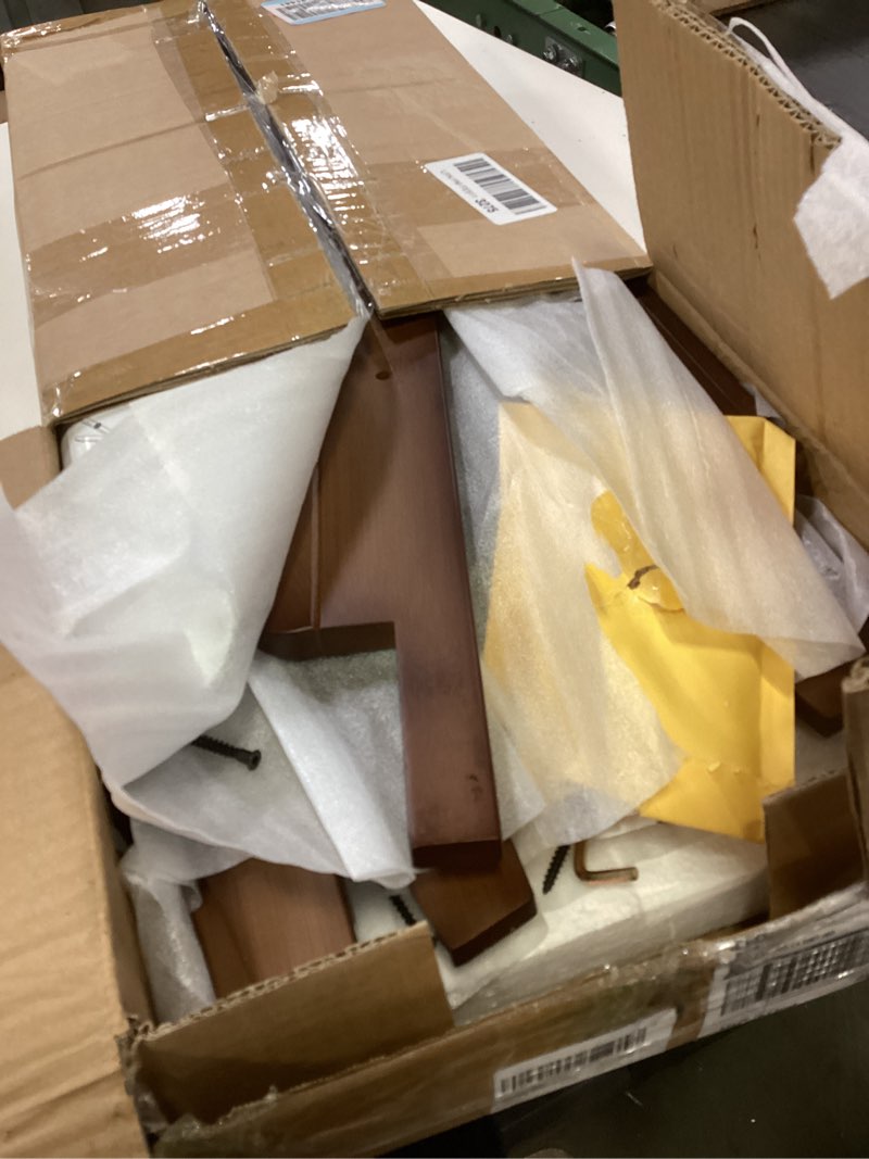 Condition photo showing As Is for Maydear Bamboo Ladder Shelf Bookcase, 4-Tier Leaning Bookshelf Free Standing Organizer Storage Shelves for Living Room, Bedroom, Kitchen, Home Office, Balcony (Walnut) 4 Tier Walnut