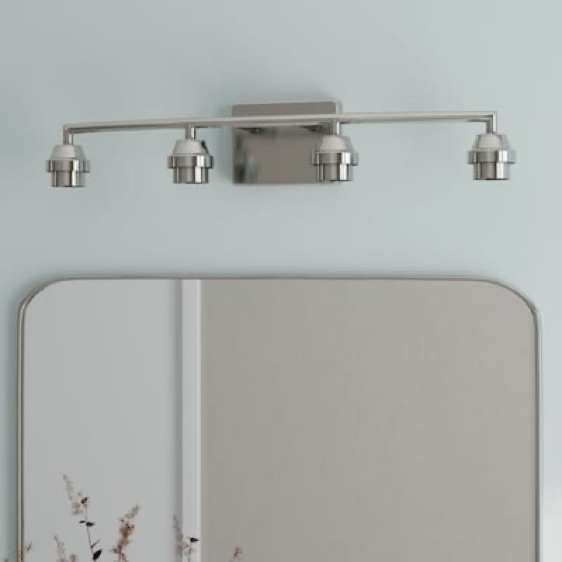 style selections mix and match 26.75-in 4 light brushed nickel transitional bathroom lights