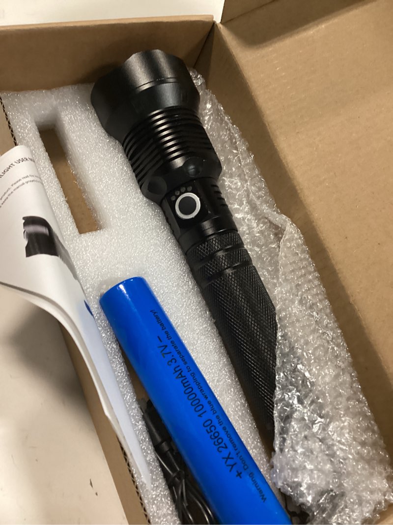 Condition photo showing Good Condition for rechargeable flashlights 90,000 lumens, super bright led flashlight high lumens with usb cable, 5 modes waterproof flashlight powerful flash light for home camping hiking