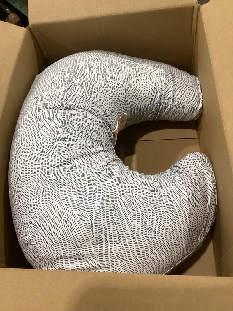 Condition photo showing Good Condition for boppy nursing pillow - ergonomic bottle & breastfeeding pillow with high, firm, large area, water-repellent cushion with washable cover; baby safety alliance verified - blue speckled current new nursing pillow blue speckled current