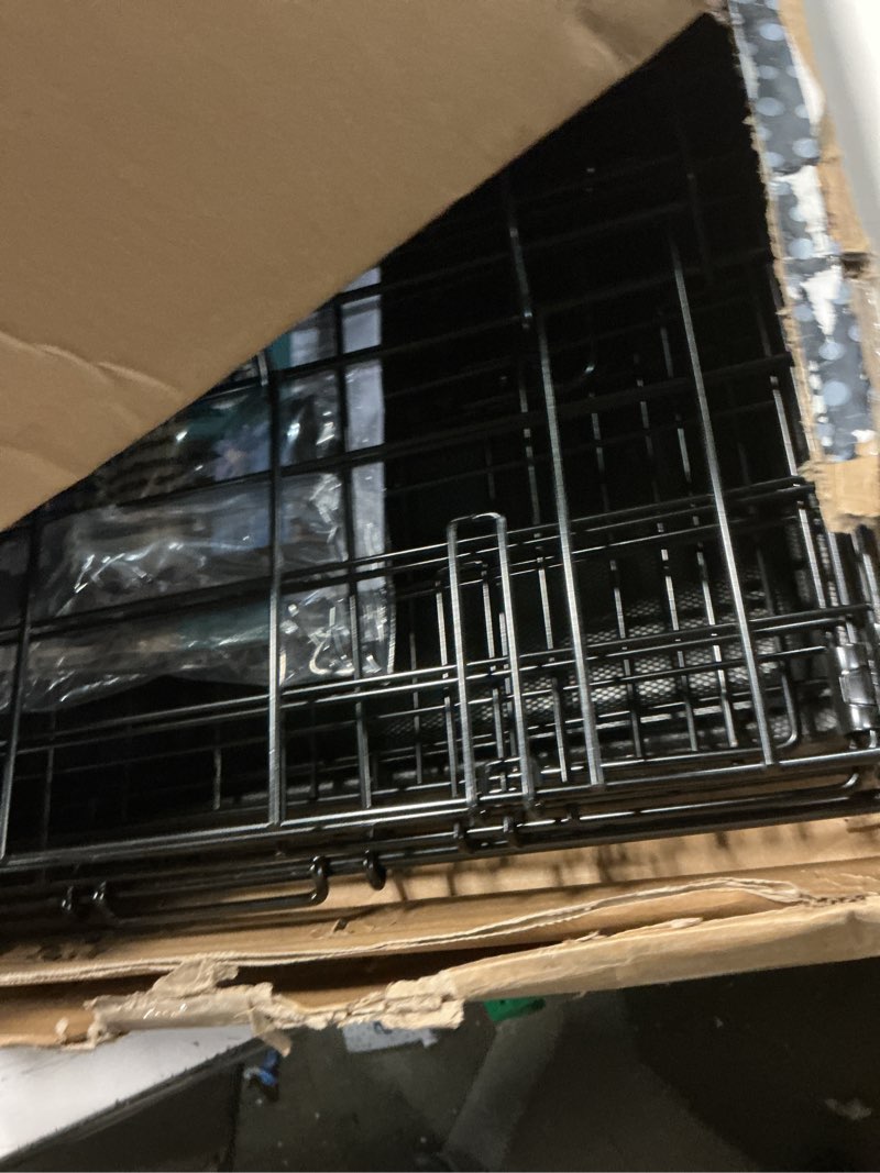 Condition photo showing Good Condition for midwest homes for pets 24-inch icrate for small breeds, 12-20 lbs, double door folding dog crate with divider panel, leak-proof tray & secure latches, portable, durable & easy to assemble 24.8"l x 17.9"w x 19.5"h double door