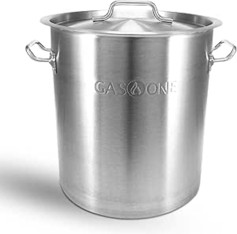 GasOne Stainless Steel Stockpot – 20qt Stock Pot with Lid and Capsule Bottom – Heavy-Duty Cooking Pot for Beer Brewing, Soup, Seafood Boil – Satin Finish Stainless Steel Soup Pot
