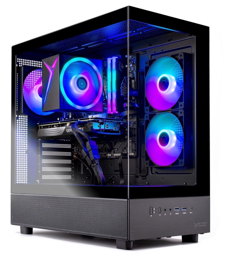 Skytech Gaming Azure 3 Gaming PC, AMD Ryzen 7 7700 3.8GHz, NVIDIA RTX 5060 Ti 16GB, 1TB Gen4 NVMe SSD, 32GB DDR5 RAM 6000, 650W Gold PSU, Wi-Fi, Win 11, Desktop