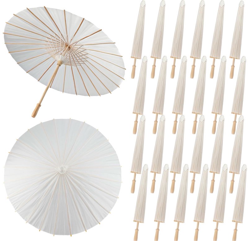 20 pieces 33 inches large white paper umbrellas parasol decorative chinese japanese parasol rainproof oiled paper diy painting umbrellas for wedding bridal showers party decor (20 pcs)