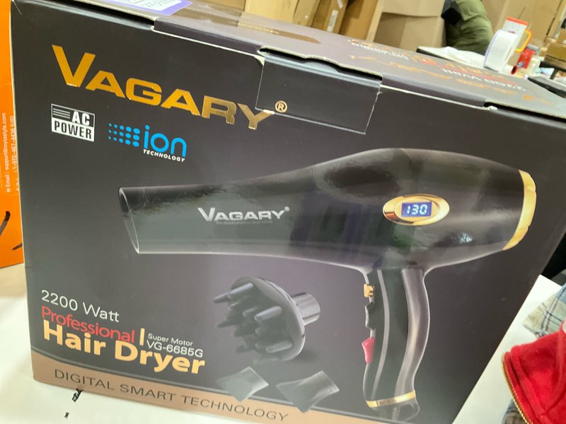 Condition photo showing New/Like New for VAGARY 6685G Professional Salon Hair Dryer 2200w with Icd Display,Negative Ionic Blow Dryer,Powerful AC Motor Blow Dryer,Low Noise Hair Dryers,2 Speeds and 2 Heat Settings 1 Cool Shot Button Gold