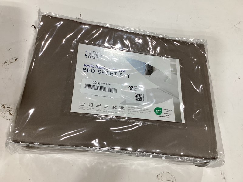 Condition photo showing New/Like New for hotel sheets direct 3 piece bed sheet set twin xl size, 100% viscose derived from bamboo sheets set with 1 pillowcase, cooling & breathable luxury bedding, moisture-wicking & silky soft texture, sand 05 - sand twin xl