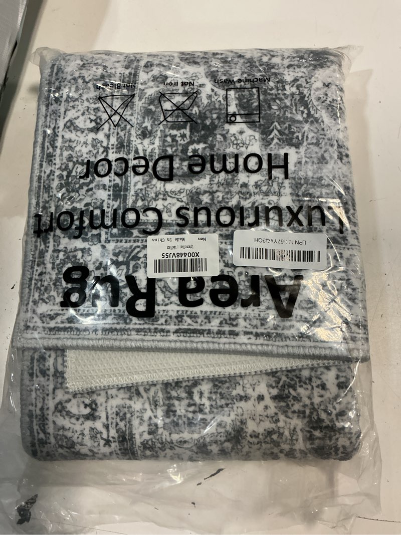 Condition photo showing New/Like New for uphome gray bathroom rugs, distressed farmhouse boho bath mat, non slip washable soft velvet bath mats for bathroom floor, vintage traditonal bath runner for bathtub sink shower, 18x47 inch grey 18 x 47 inch (rectangular)