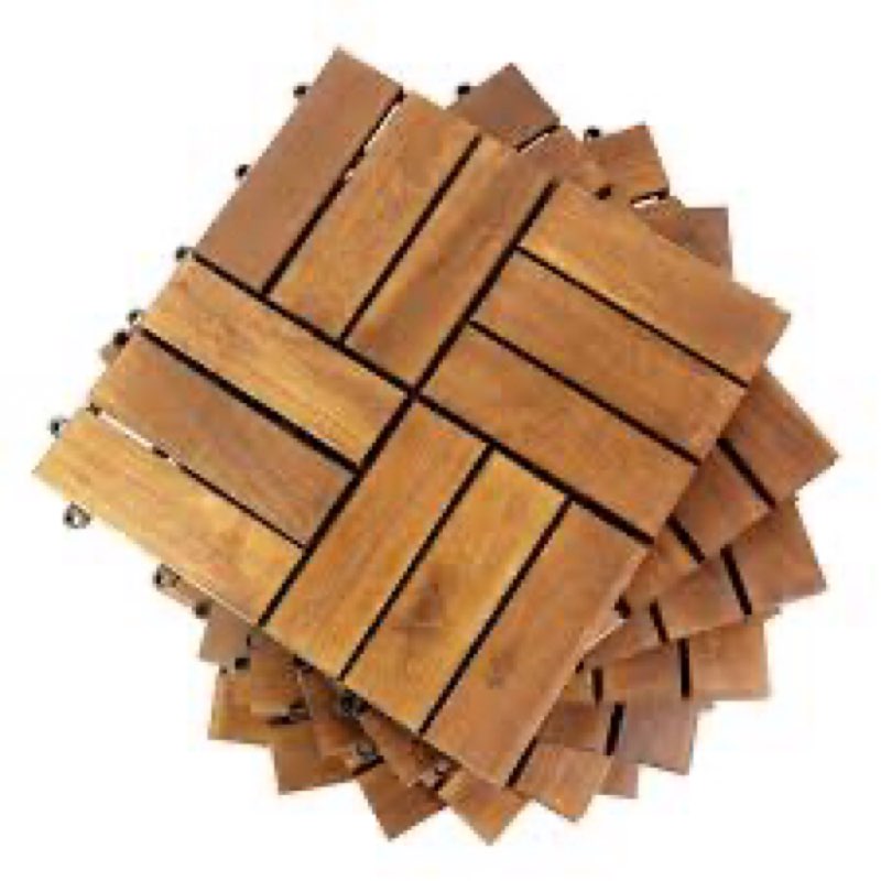 Natural Acacia Wood Interlocking Deck Tiles 12?x12?