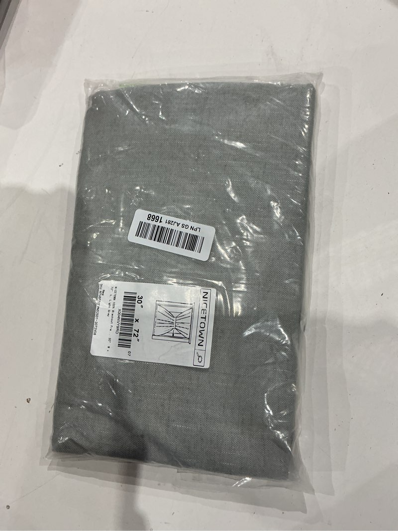 Condition photo showing Good Condition for nicetown 100% blackout french door curtains, farmhouse kitchen window covering for patio glass door, drill-free, easy installed window curtains, 1 panel, 30" w x 72" l, light grey light grey 30"w x 72"l (pack of 1)