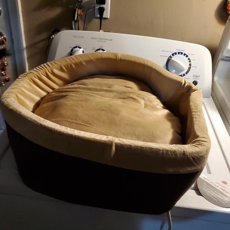 k&h pet products #3191 thermo-kitty bed indoor heated pet bed mocha small 16"