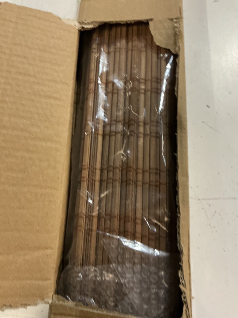 Condition photo showing Good Condition for lazblinds no tools no drill cordless bamboo roman shades, light filtering window treatment, roll up bamboo blinds for windows 40'' w x 72'' h, ceylon light russet light filtering-ceylon light russet 40" w × 72" h