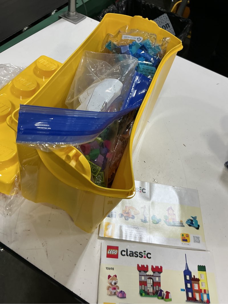 Condition photo showing As Is for lego classic large creative brick box 10698 building set, toy storage solution for home or classrooms, interactive building toy for kids, boys, and girls standard