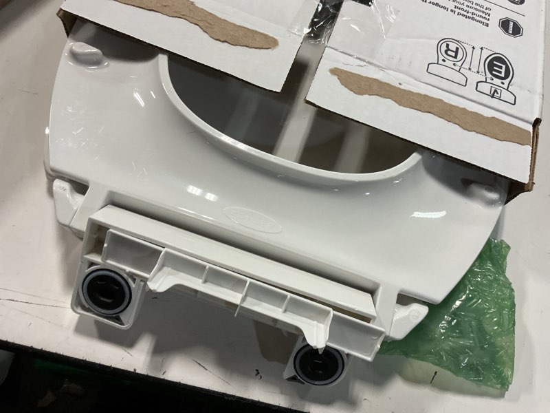 Condition photo showing Good Condition for kohler 4636-rl-0 cachet readylatch elongated slow close toilet seat, soft close toilet seat quiet lid, contoured grip-tight bumpers installation hardware, apartment essentials, white white elongated ready latch