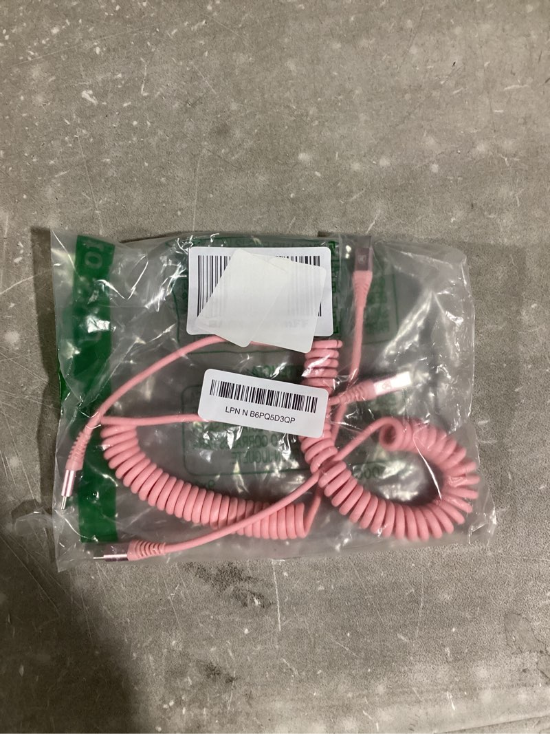 Condition photo showing New/Like New for USB C to USB C Cable [3FT+6FT], 2Pack Coiled USBC Cable for Car USB Type C Fast Charging Cable, CarPlay iPhone USB-C Cable/Android Auto USB C Cord for iPhone 17/16/ 15/Pro Max/Samsung Galaxy S23-Pink 3FT+6FT Pink