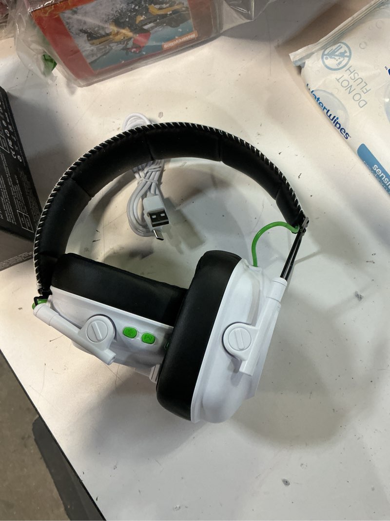 Condition photo showing As Is for krysenix 2.4 ghz wireless gaming headset for pc, ps5, ps4, switch, mac, bluetooth 5.4 gaming headphones with noise canceling microphone, cool rgb lighting, 50hr battery, foldable, 50mm drivers-white