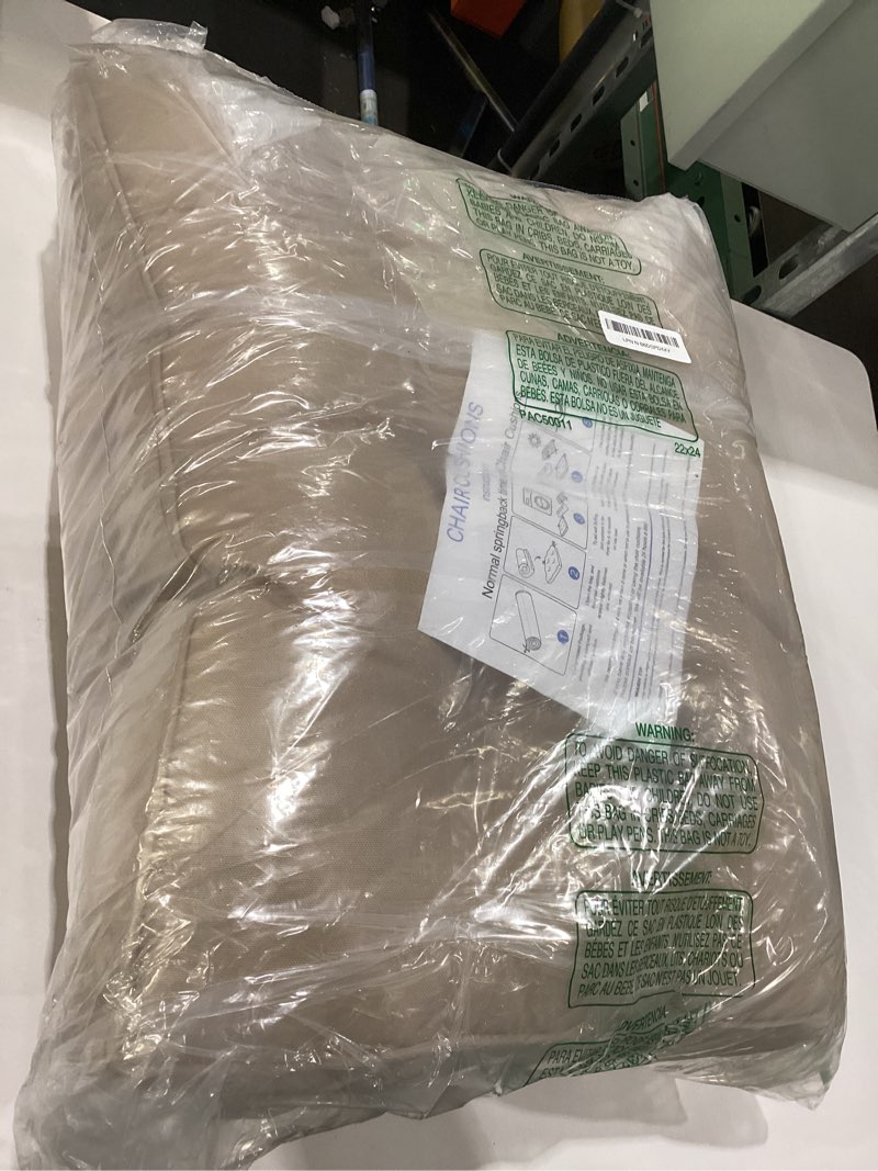 Condition photo showing Good Condition for rocking chair cushion, waterproof and fade-resistant patio chair cushions, tufted chair pads for rocker furniture, 17x17 inch, indoor/outdoor seat cushions with ties, beige beige 17"x17"/21"x17"