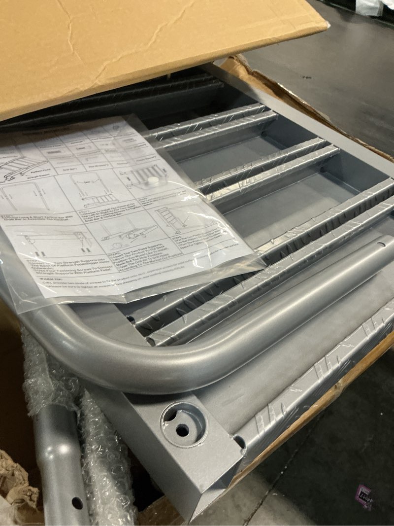 Condition photo showing Good Condition for boat boarding platform with handrail, dock boarding step with handle, rust-proof outdoor dock extension (400lbs capacity l)