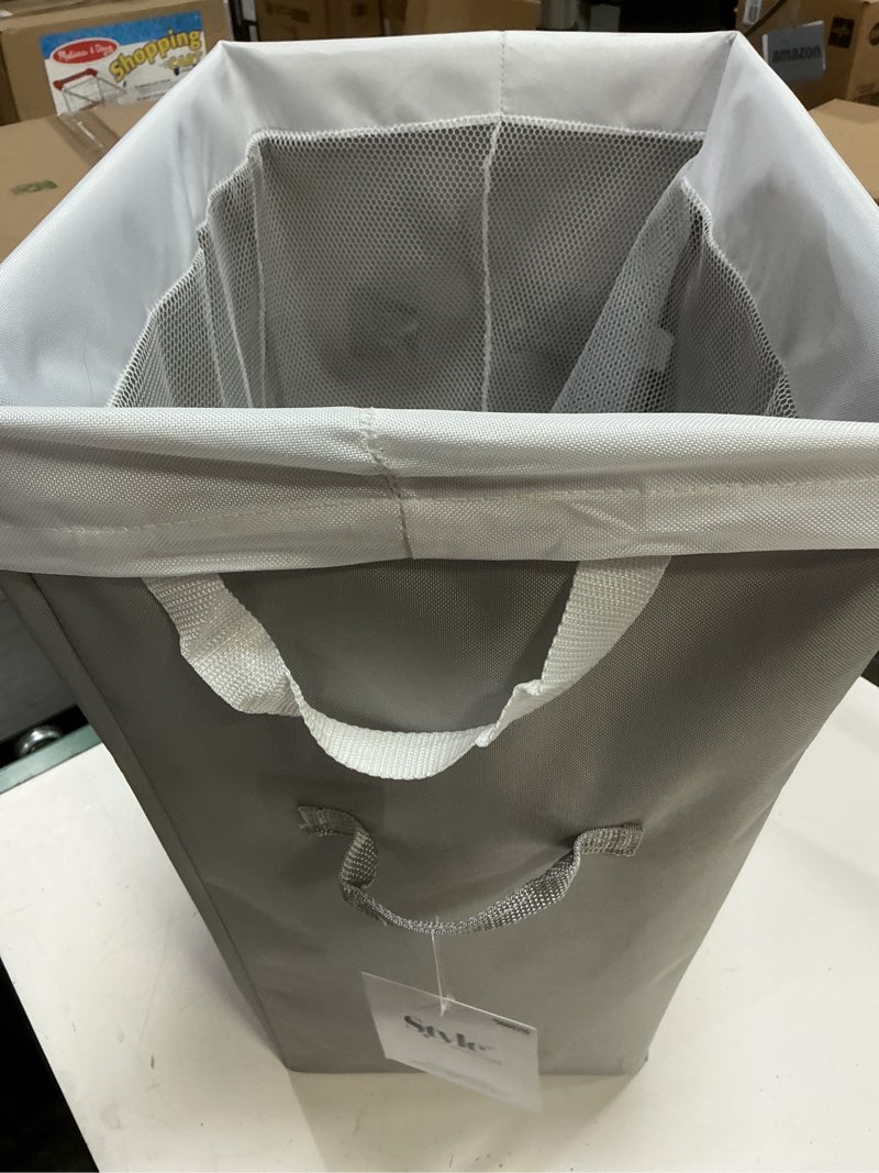 Condition photo showing Good Condition for Style Selections Gray Polyester Laundry Hamper