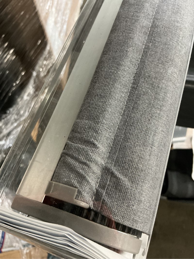 Condition photo showing Good Condition for allen + roth 34-in x 72-in gray room darkening cordless roller shade