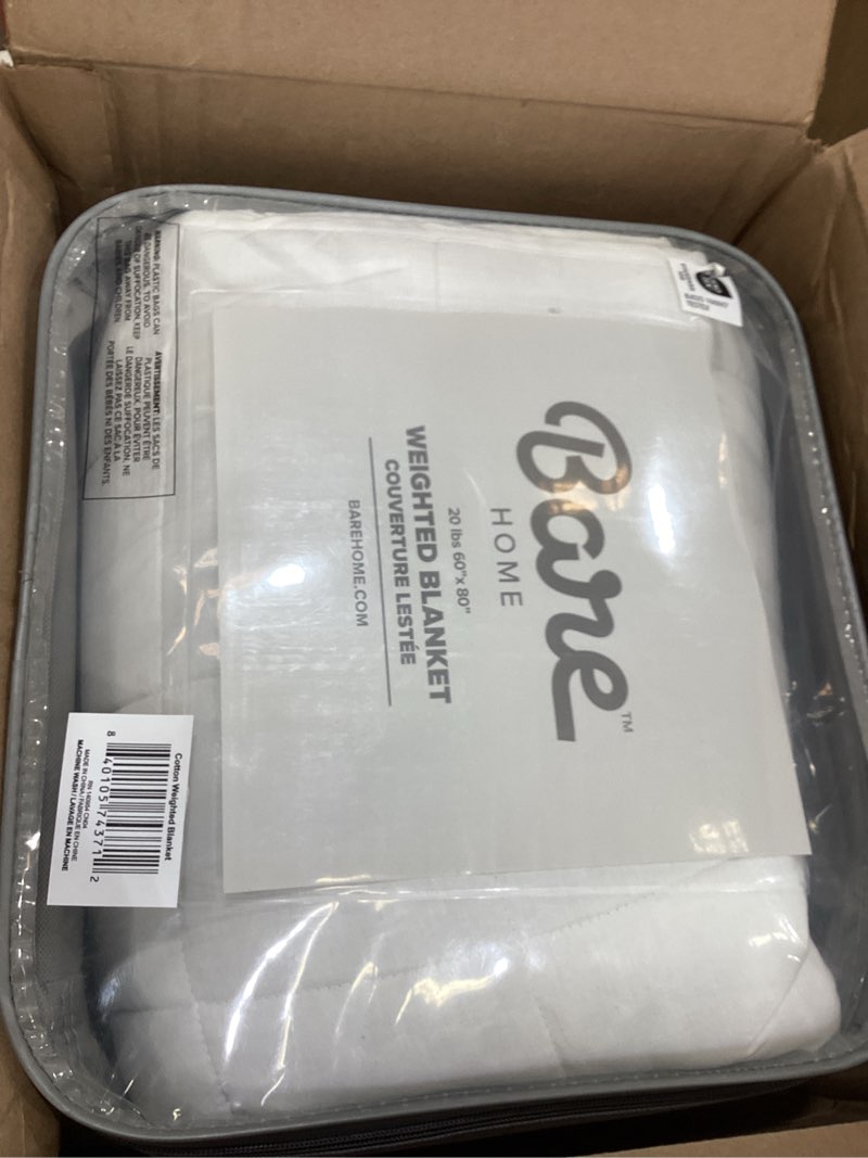 Condition photo showing Good Condition for bare home weighted blanket queen size 20lb (60" x 80") for adults - all-natural 100% cotton - premium heavy blanket nontoxic glass beads (white, 60"x80") 60" x 80" 20 lbs 01 - cotton white