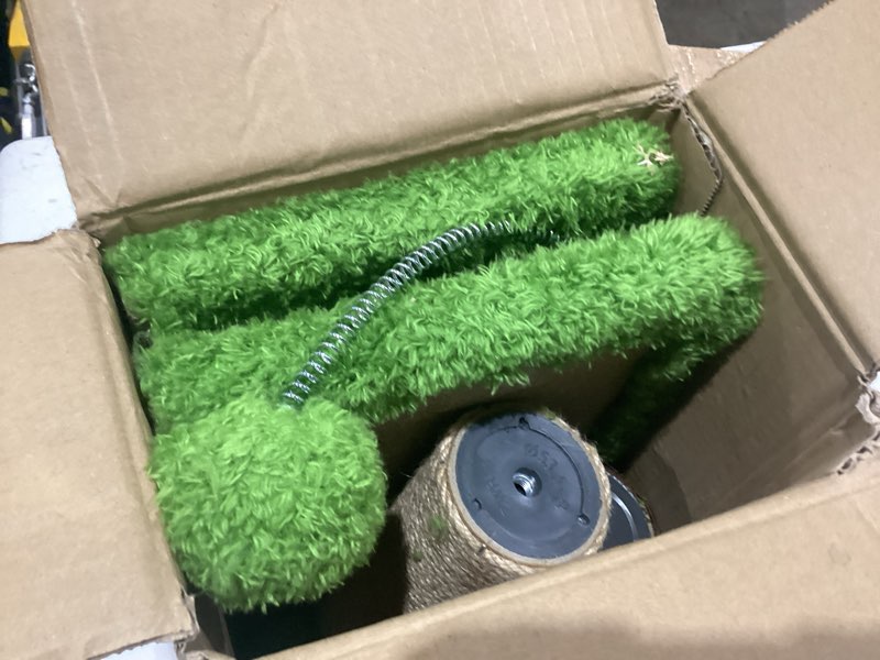Condition photo showing As Is for cat scratching post,37.5'' tall palm tree natural sisal scratching post for indoor,stable vertical cat scratcher with mouse hole toy,rotating interactive ball self groomer for full body stretching