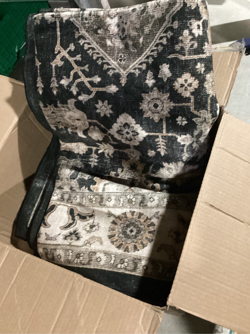 Condition photo showing Good Condition for Modern Oushak Rug, Vintage Turkish Light Blue Oriental Antique Inspired Washable Area Rugs, Luxury Living & Dining Room Lounge Bedroom Nursery 7'5 x 9'9