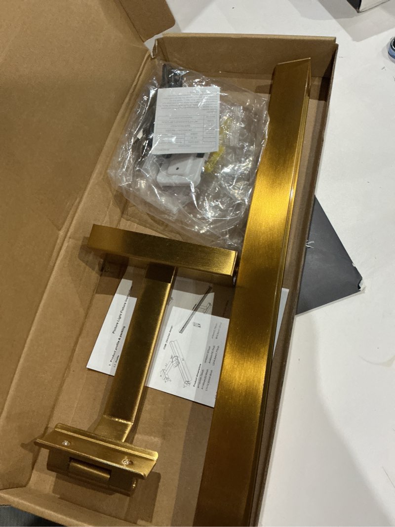 Condition photo showing As Is for picture lights for wall, brass battery operated picture light 16in art light cct dimmable recharging battery wall light with remote control for living room gallery 1pc16in brass