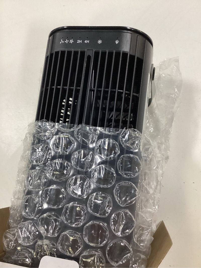 Condition photo showing Good Condition for portable air conditioners, 4-in-1 mini small air conditioner evaporative air cooler fan with 1000ml water tank, 3 speeds & 7 led lights, personal mini ac with timer for bedroom, desktop, home, office black