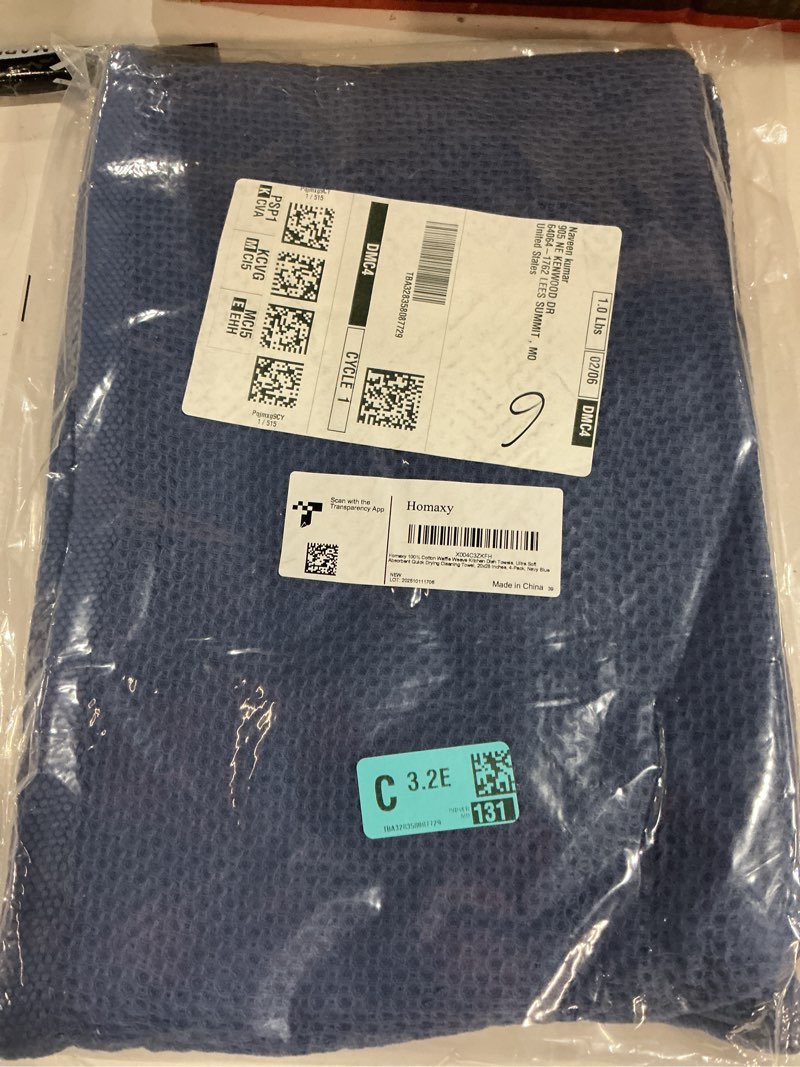 Condition photo showing New/Like New for Homaxy 100% Cotton Oversized Waffle Weave Kitchen Dish Towels, Ultra Soft Absorbent Quick Drying Cleaning Towel, 20 x 28 Inches, 4-Pack, Navy Blue Navy Blue 20 x 28 - 4 Pack