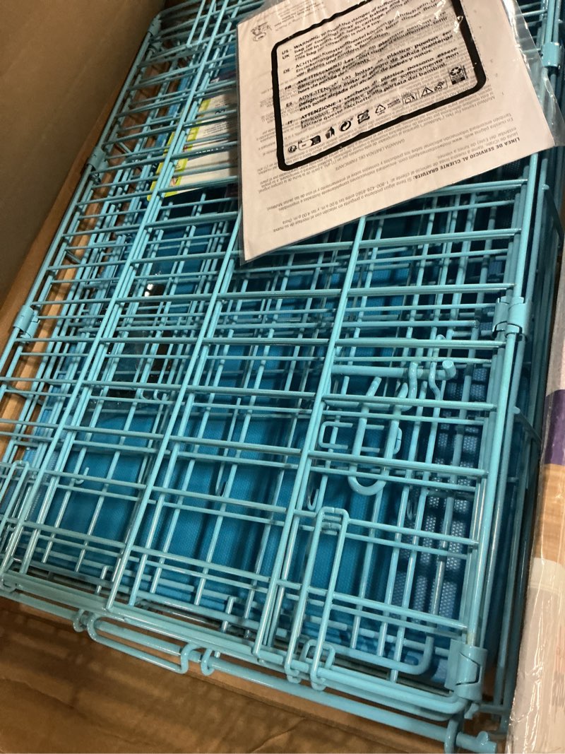 Condition photo showing Good Condition for Blue Dog Crate | MidWest iCrate 24  Blue Folding Metal Dog Crate w/ Divider Panel  Floor Protecting Feet & Leak Proof Dog Tray | 24L x 18W x 19H Inches  Small