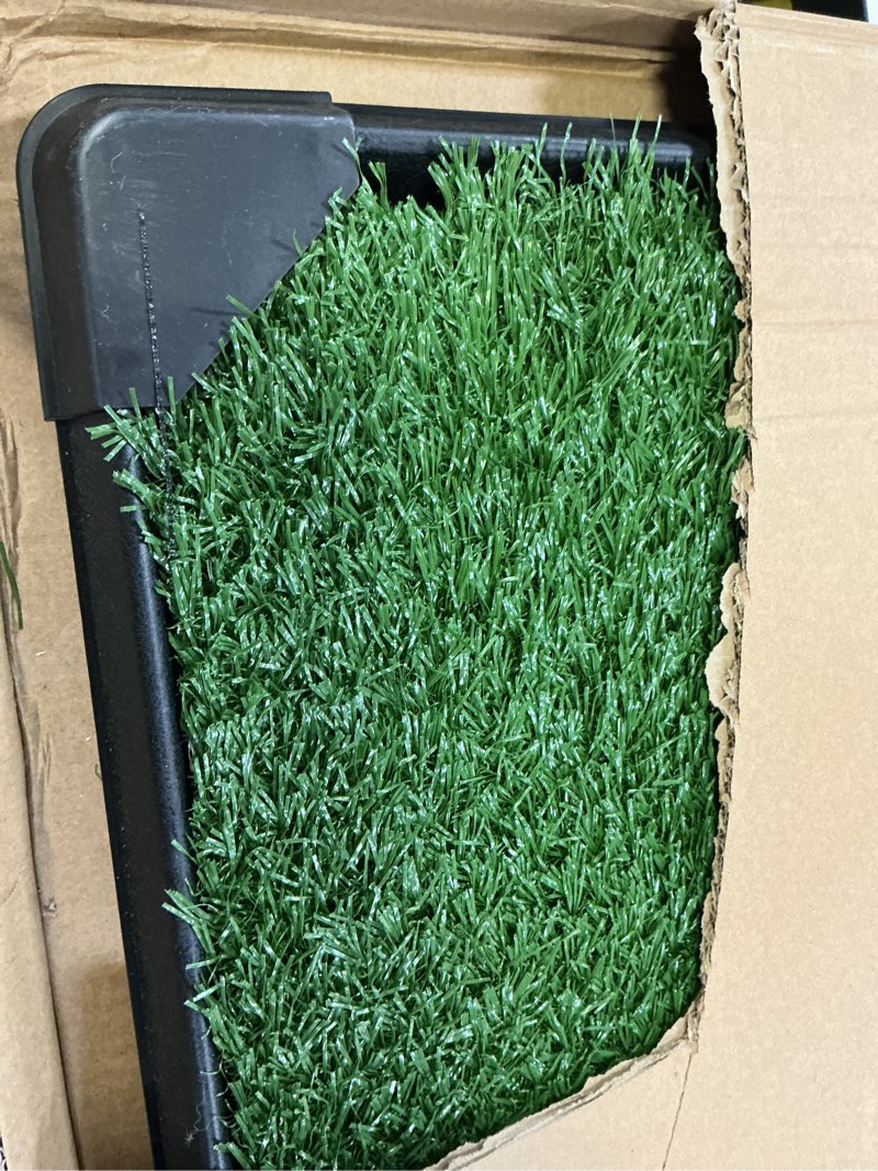 Condition photo showing Good Condition for artificial grass puppy pee pad for dogs and small pets - 41x27 inch, reusable 4-layer turf pads for dogs with tray - indoor and outdoor fake grass potty pet supplies by petmaker xxl 4-layer system