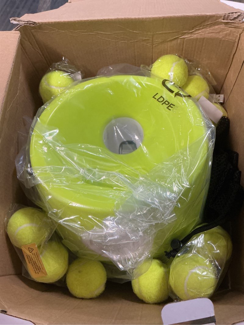 Condition photo showing Good Condition for automatic dog ball launcher, dog ball thrower machine with 10-30ft 3 launching distance, interactive toys for small dogs indoor & outdoor with 15 mini tennis balls-2 inch light green