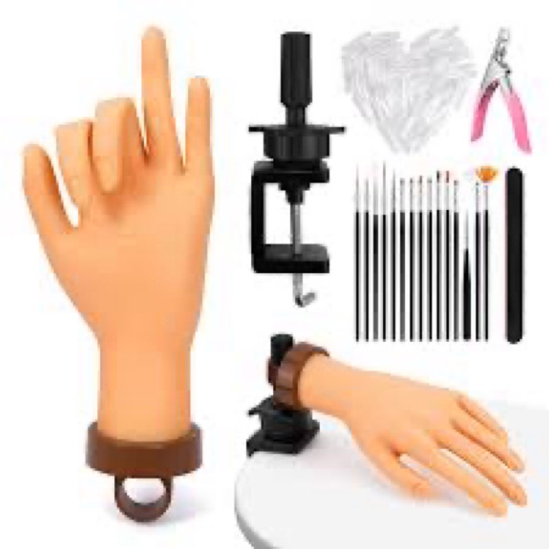 yokilly practice hand for acrylic nails, bendable soft nail practice hand, flexible plastic nail han