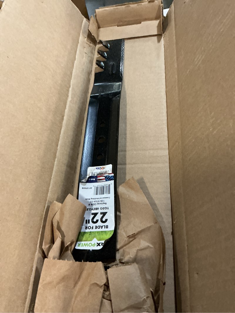 Condition photo showing Good Condition for maxpower 331376xb commercial mulching mower blade for 22" toro recyclers, replaces oem no. 108-9764-03, 131-4547-03, black
